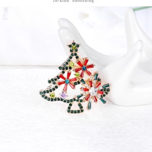 Mode Legierung Strass Weihnachtsbaum Brosche Pin Für Damen Herren Bunte Kristall Festliche Kleidung Zubehör Schmuck Geschenk