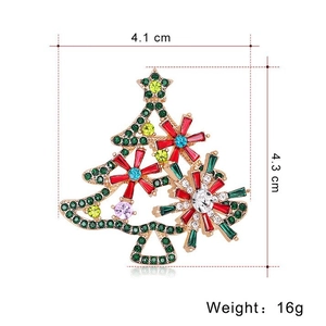 Exquisite Legierung Weihnachtsbaum Brosche mit bunten Strasssteinen und Maßen