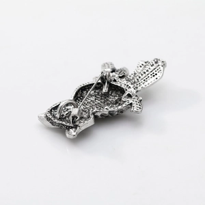 Vintage owl brooch in silver alloy with natural abalone shell inlay back structure