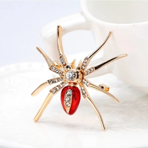 Vintage Overdreven Legering Strass Spin Broche Verguld Emaille Insect Speld Voor Halloween Feest Unisex Mode Sieraden
