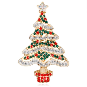 Mode Kerstboom Broche Voor Vrouwen Legering Strass Kerstboom Badge Pin Feestelijke Vakantie Sieraden Accessoires Cadeau