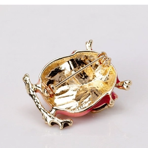 Goldene Eulen-Brosche mit lebendiger rosa Emaille und sicherem Verschluss