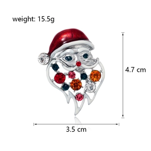 Sparkling Santa Claus brooch with colorful rhinestones and red enamel finish