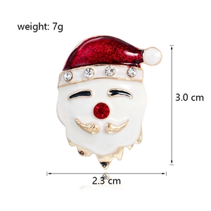 Christmas Santa Claus brooch with red enamel and rhinestones on 3.0cm metal pin