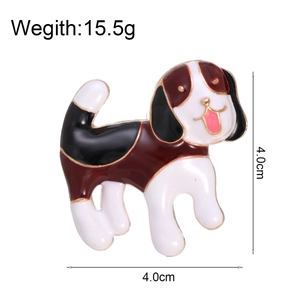 Cute beagle dog enamel brooch pin in gold finish with 4.0cm dimensions and 15.5g weight