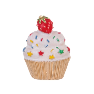 Broche Cupcake aux Fraises de Noël en Alliage de Zinc Strass Émail Corsage Pin pour Femmes Accessoire de Vêtement de Fête Bijoux Cadeau