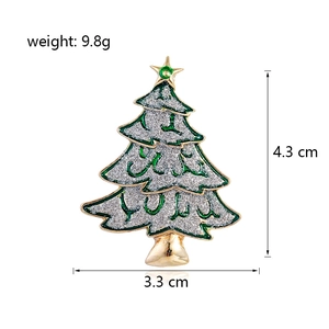 Broche sapin de Noël en émail avec paillettes vertes et détails des dimensions
