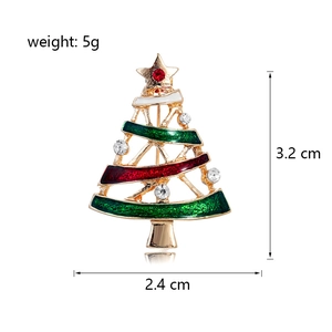 Christmas tree brooch with colorful enamel and rhinestones on a gold alloy base