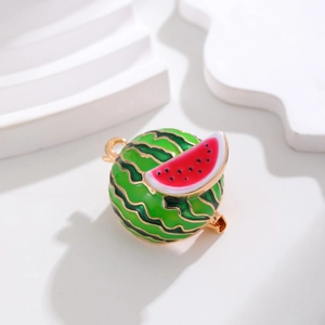 Fashion Creative Watermelon Enamel Brooch Zinc Alloy Drip Oil Fruit Lapel Pin For Women Clothing Accessories Corsage