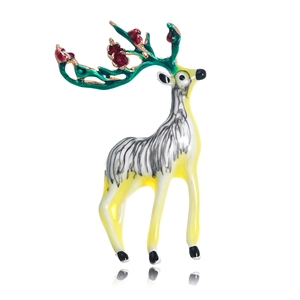 Broche Mode Renne de Noël pour Femmes Alliage de Zinc Strass Émail Élan Corsage Broche Animale Festive Bijoux Cadeau pour Costume Manteau