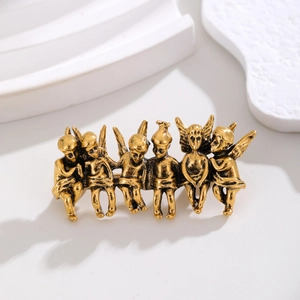 Vintage Legierung Engel Cherub Gruppe Brosche Pin Antik Gold Silber Relief Stil Dekorative Schmuck Für Damen Anzug Mantel
