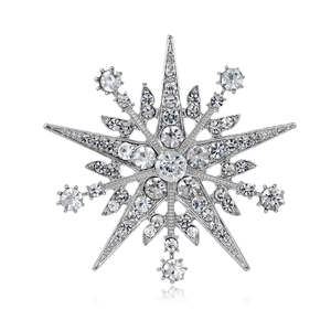 Nouvelle Broche Étoile à Huit Branches Coréenne pour Femmes Broche de Revers en Alliage de Zinc Strass Flocon de Neige Accessoires de Costume Élégants