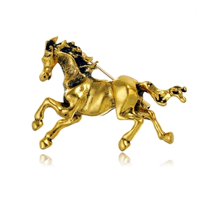 Vintage Zinc Alloy Horse Brooch For Men Suit Coat Accessory Retro Gold Silver Distressed Animal Lapel Pin Fashion Jewelry