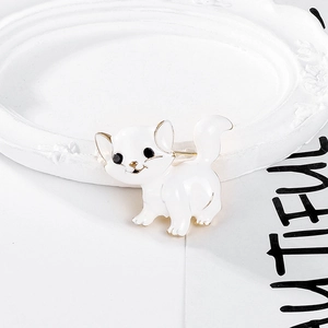 Broche en Émail Chat de Dessin Animé Mignon Alliage Strass Épingle Animal Blanc Plaqué Or Accessoire Bijoux Anti-exposition Femmes Enfants