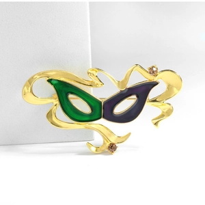 Spilla a Maschera Vintage in Lega con Smalto e Strass Spilla da Revers per Maschera di Carnevale Veneziano per Gioielli Donna Uomo