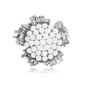 Élégante Broche Tournesol Künstliche Perle Pour Femme Alliage Zinc Fleur Métal Plissée Épingle Pour Costume Manteau Bijoux Cadeau