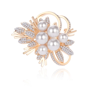 Elegante Spilla Bouquet In Lega Oro Rosa Con Künstliche Perle Sintetiche E Strass Gioielli Floreali Per Donna Matrimonio Festa Accessorio Abbigliamento