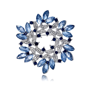 Spilla Ghirlanda in Cristallo Blu Vintage da Donna Lusso Traforato in Lega di Zinco Strass Floreale Spilla Corsage Gioielli