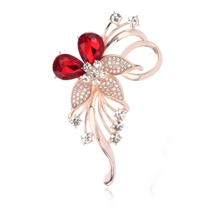 Broche de Flor de Aleación de Zinc y Strass de Lujo Elegante Alfiler Floral Accesorio para Mujer Traje Vestido Boda Banquete Joyas