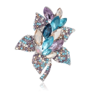 Élégante Broche Bouquet de Fleurs pour Femmes Corsage Luxueux en Alliage de Zinc Incrusté de Strass pour Banquet Fête Mariage Bijoux