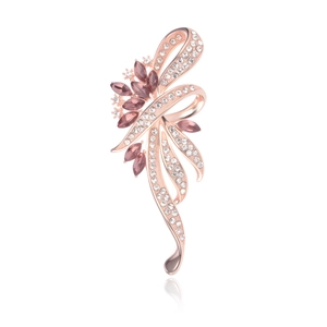Élégante Broche Fleur Nœud Papillon en Alliage de Zinc avec Strass Broche Décorative pour Costume Femme