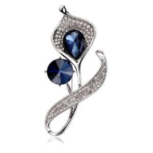 Eleganter Calla Lilie Blumenbrosche Für Damen Zinklegierung Blau Weiß Strass Eingelegt Brosche Koreanischen Stil Schmuck Zubehör Geschenk