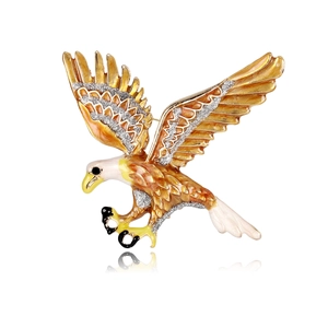 Broche Aigle Vintage pour Femmes Hommes Alliage Strass Émail Animal Oiseau Épinglette Mode Peint Bijoux Accessoire Cadeau