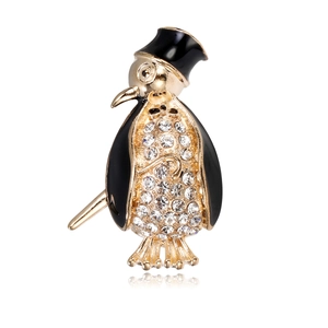 Süße Gentleman Pinguin Brosche Zinklegierung Strass Emaille Tier Reversnadel Für Damen Herren Kinder Cartoon Schmuck Abzeichen Geschenk