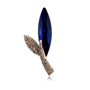 Elegant Leaf Rhinestone Brooch Zinc Alloy With Marquise Crystal Pin For Women Suit Coat Accessories Wedding Jewelry