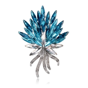 Élégante Broche Bouquet de Fleurs en Cristal en Alliage de Zinc pour Femmes Corsage en Strass Marquise Brillant Bijoux de Mode