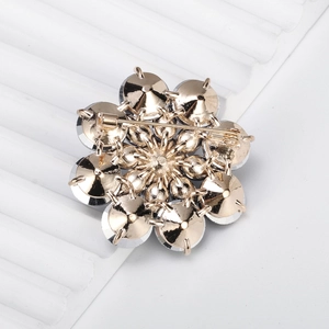 Luxuriöse Gold-Sonnenblumenbrosche Rückansicht mit Sicherheitsnadel und Legierungsstruktur