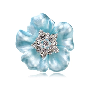 Broche Florale Élégante Française pour Femmes en Alliage de Zinc Strass Fleur Pétale Revers Épingle Bijoux Nacrés Délicats
