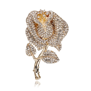 Elegante Spilla a Forma di Rosa in Lega di Zinco per Donna Scintillante Strass Floreale Corsage Matrimonio Festa Gioielli