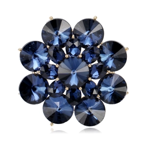 Luxus Zinklegierung Sonnenblume Brosche Mit Dunkelblauem Strass Eingelegt Elegante Blumen Brustnadel Schmuck Geschenk Damen Party