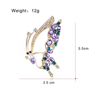 Elegant Monet purple butterfly brooch with white pearl and colorful crystals, 5.5cm size
