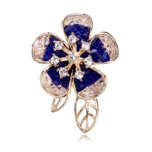 Elegant Zinc Alloy Flower Brooch Gradient Rhinestone Crystal Stone Breastpin For Women Wedding Party Clothing Accessory