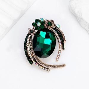 Luxury Alloy Glass Rhinestone Brooch Pin For Women Vintage Flower Geometric Design Elegant Party Jewelry Accessories