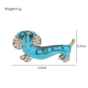 Dackel-Brosche mit blauem Emaille und funkelnden Strasssteinen für Damen Schmuck