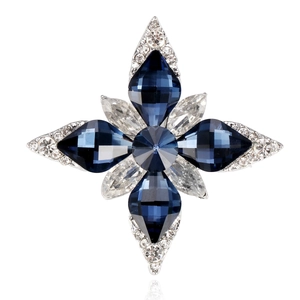 Elegante Spilla a Forma di Stella a Otto Punte e Fiore per Donna in Lega di Zinco con Strass e Cristalli Intarsiati Gioiello Moda