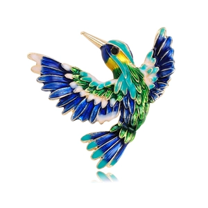 Exquisite Alloy Enamel Multicolor Hummingbird Brooch For Women High End Rhinestone Bird Lapel Pin Fashion Jewelry Accessories