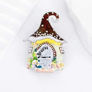 Haus Brosche Damen Legierung Emaille Strass Märchen Haus Anstecknadel Mit Believe Schriftzug Vintage Schmuck Zubehör