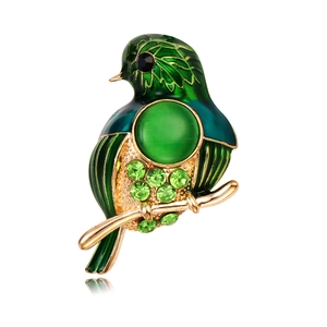 Broche Pie Oiseau Mode Alliage Émail Forme Animale Strass Corsage Pour Costume Cardigan Pull Femme Bijoux Accessoires