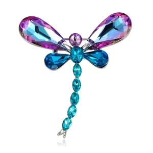 Fashion Zinc Alloy Dragonfly Brooch For Women Rhinestone Inlaid Glass Corset Pin Suit Jacket Accessories Jewelry Gift