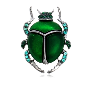 Vintage Alloy Scarab Beetle Brooch For Women Men Rhinestone Enamel Insect Suit Pin Fashion Jewelry Decorative Accessory Gift