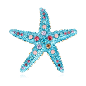 Élégante Broche Étoile de Mer pour Femmes en Alliage Strass Émail Bijoux Forme Animal Marin Cadeau pour Mariage Fête