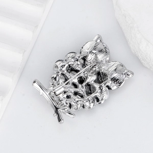 Exquisite silver alloy owl brooch with rhinestone details and a secure pin back clasp