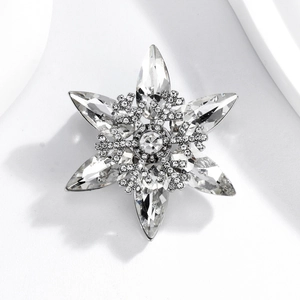 Elegant Rotating Snowflake Brooch Sparkling K9 Crystal Rhinestone Alloy Breastpin For Suit Dress Wedding Jewelry For Women Men