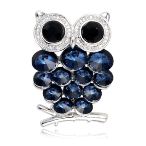 Vintage Cute Owl Brooch Pin For Women Alloy Rhinestone Inlaid Animal Shape Suit Qipao Accessory Fashion Jewelry Gift