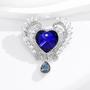 Vintage Heart Wing Brooch Rhinestone Inlaid Angel Tears Water Drop Pendant Alloy Brooch Pins For Women Fashion Jewelry Accessories