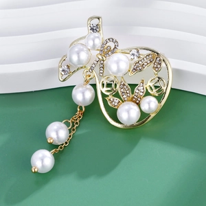 Broche Sac de Fortune Calebasse Nouveau Style Chinois Avec Glands de Künstliche Perles Broche en Alliage Strass pour Femmes Accessoires